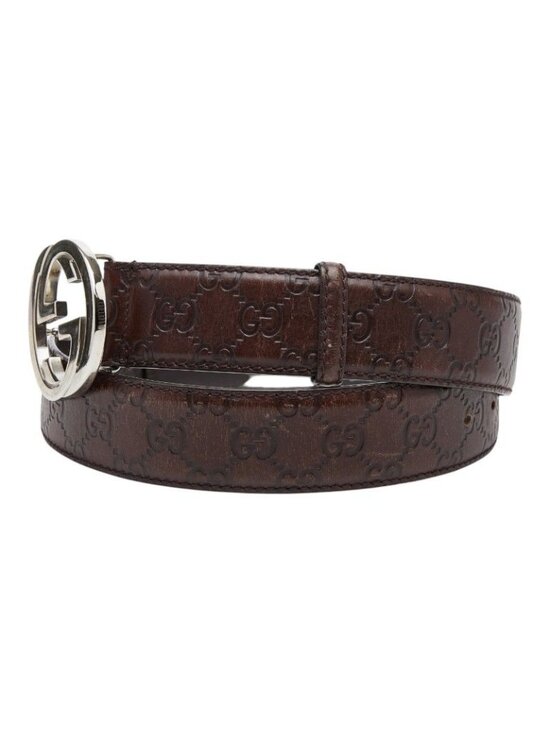 Gucci GG Pattern Interlocking Belt 90 36 Brown Leather main image 9